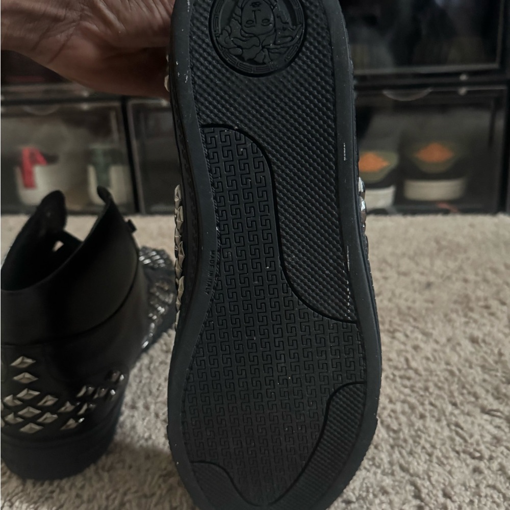 Versace Collection Black Sneakers with Silver Accents